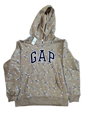 GAP Tan Floral Pullover Hoodie Logo Sweatshirt Size Small NWT